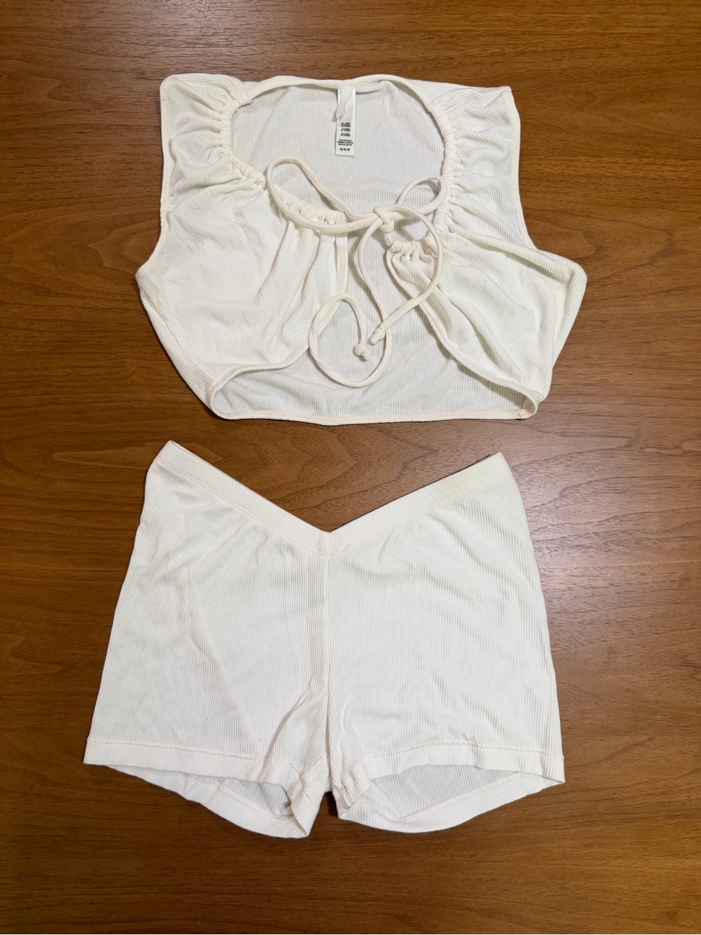 SKIMS Soft Lounge Tie Front Super Crop Top Shorts Set